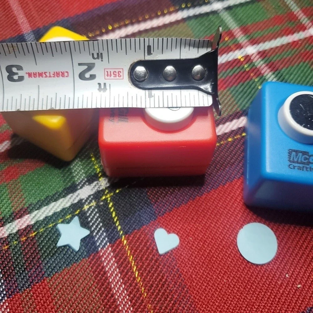 McGill‎ Small Paper Punch Set 3pc Star Heart Circle Craftivity Yellow Red Blue